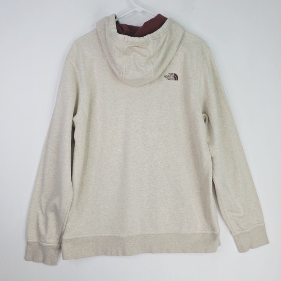 The North Face Mens L Beige Graphic Hoodie Pullover Hooded Sweatshirt TNF Logo - Picture 6 of 11